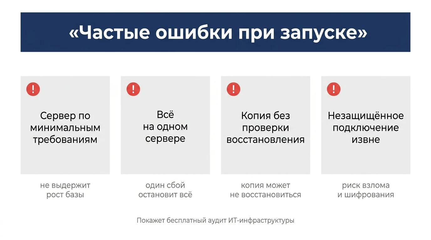 Частые ошибки при запуске сервера