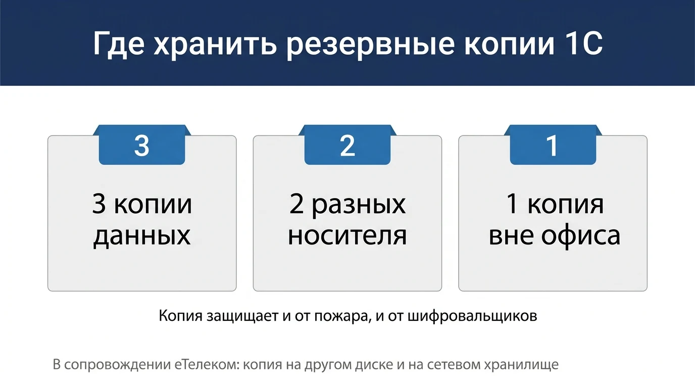 Правило 3-2-1 для резервных копий базы 1С